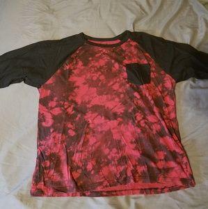 3/4 sleeve red and black tie dye
